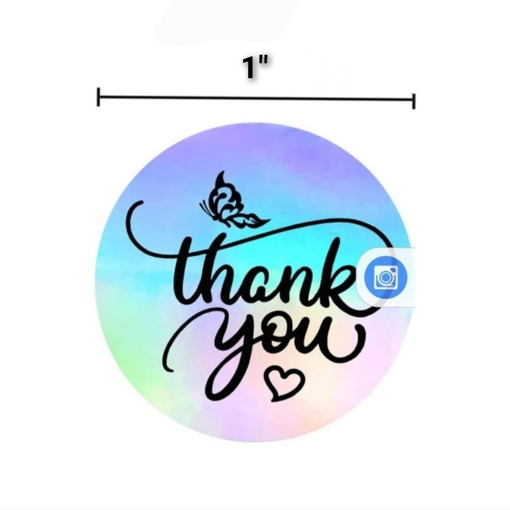 👣4/$20.  Thank You Stickers Roll - Multicolor 500 Pcs. 1" - Picture 4 of 5
